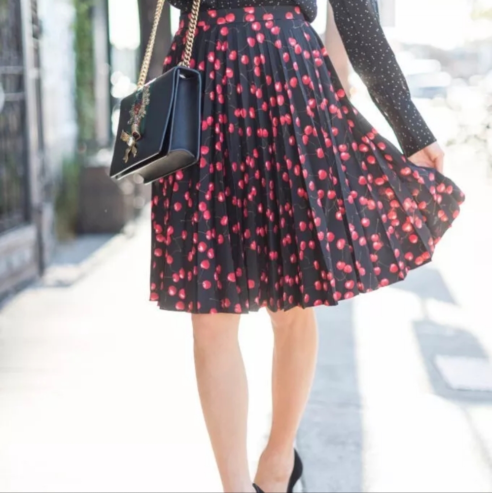 J. Crew Olympia Cherry Print Black Skirt Size00